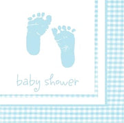 Creative Converting Celebrations 16 Count Beverage Plaid Baby Boy Napkins, Blue