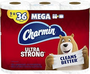 Charmin Ultra Strong Toilet Paper, 9 Mega Rolls = 36 Regular Rolls (Packaging May Vary)