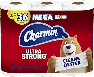 Charmin Ultra Strong Toilet Paper, 9 Mega Rolls = 36 Regular Rolls (Packaging May Vary)