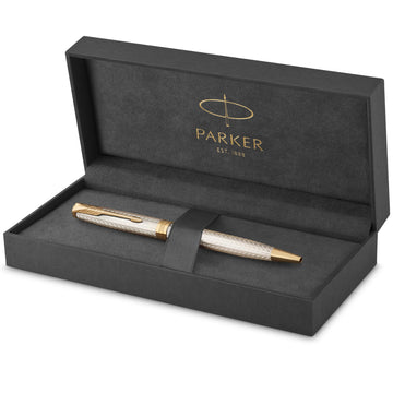 Sonnet Ballpoint Pen by Parker – 1 Count (Pack of 1), Sterling Silver Brass, Premium Silver, Model 2119796