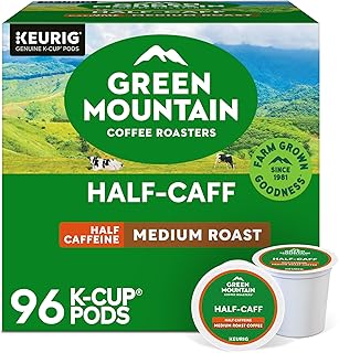 Green Mountain Coffee Roasters Half Caff, Single-Serve Keurig K-Cup Pods, Medium Roast Coffee Pods, 96 Count