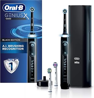GENIUS X Electric Toothbrush with 3 Oral-B Replacement Brush Heads and Toothbrush Case, Black