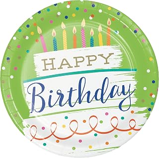 Creative Converting Birthday Paper Plates, Festive Cake, 9 in, 8 ct