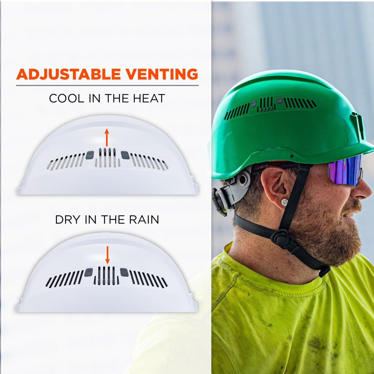 Ergodyne Green / 6.5 – 8 / Safety Helmet - Type 2, Class C Hard Hats