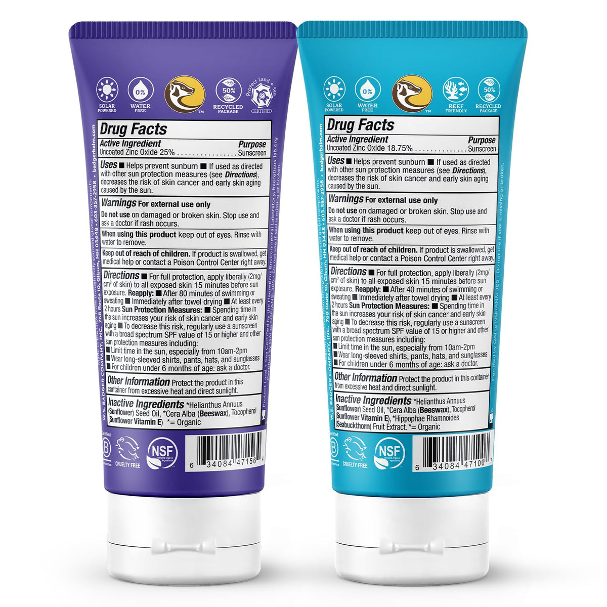 SPF 30 Mineral Sunscreen and SPF 50 Mineral Sunscreen by Badger – Pack of 2