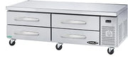 Kool-It KCB-74-4M 74-1/8" Chef Base Refrigerator with Solid Stainless Steel Top with Marine Edge and Four Drawers