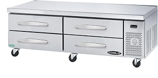 Kool-It KCB-74-4M 74-1/8" Chef Base Refrigerator with Solid Stainless Steel Top with Marine Edge and Four Drawers