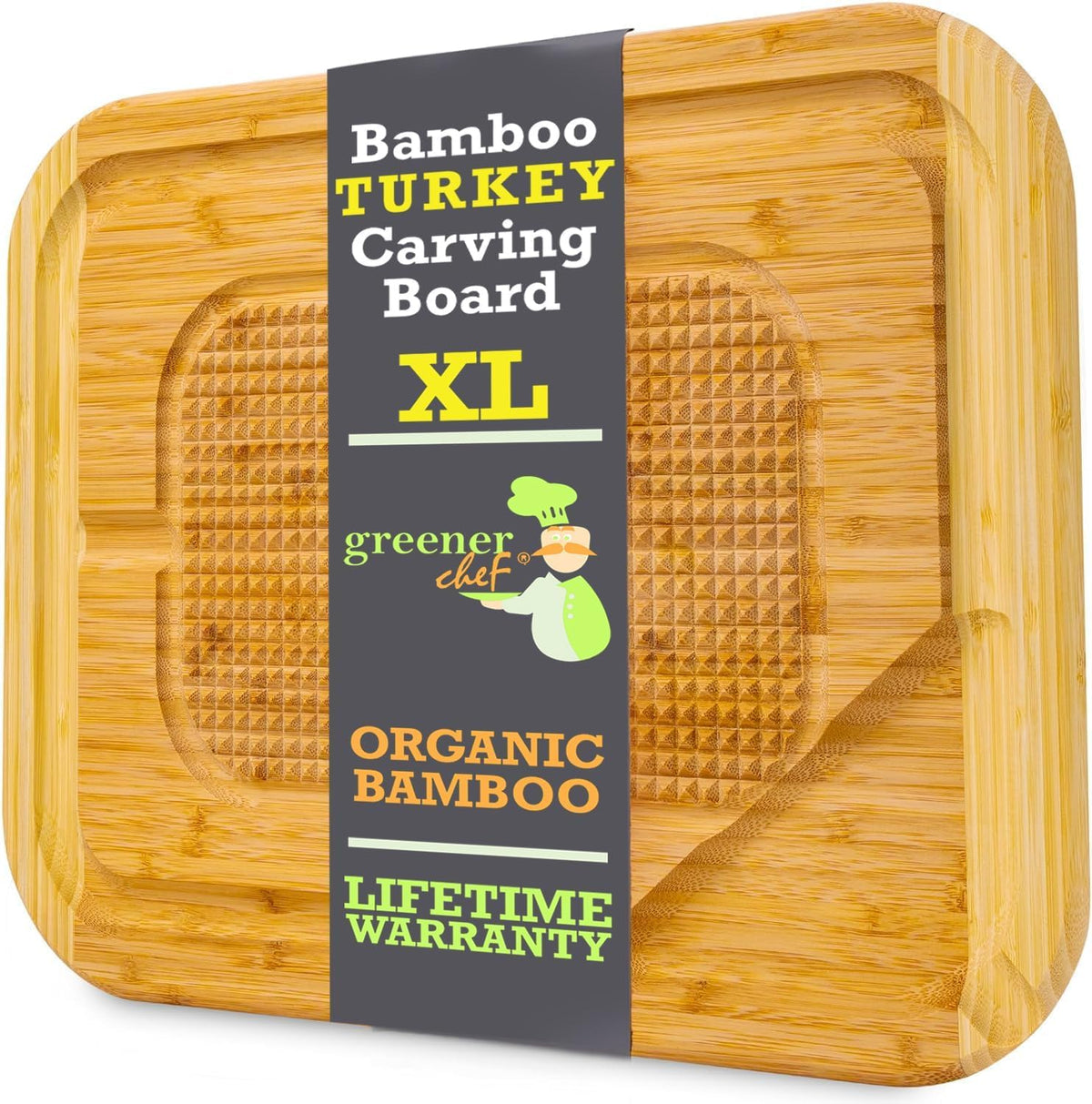Greener Chef Carving Board, 18 x 13 Inch Bamboo, Two-Tone