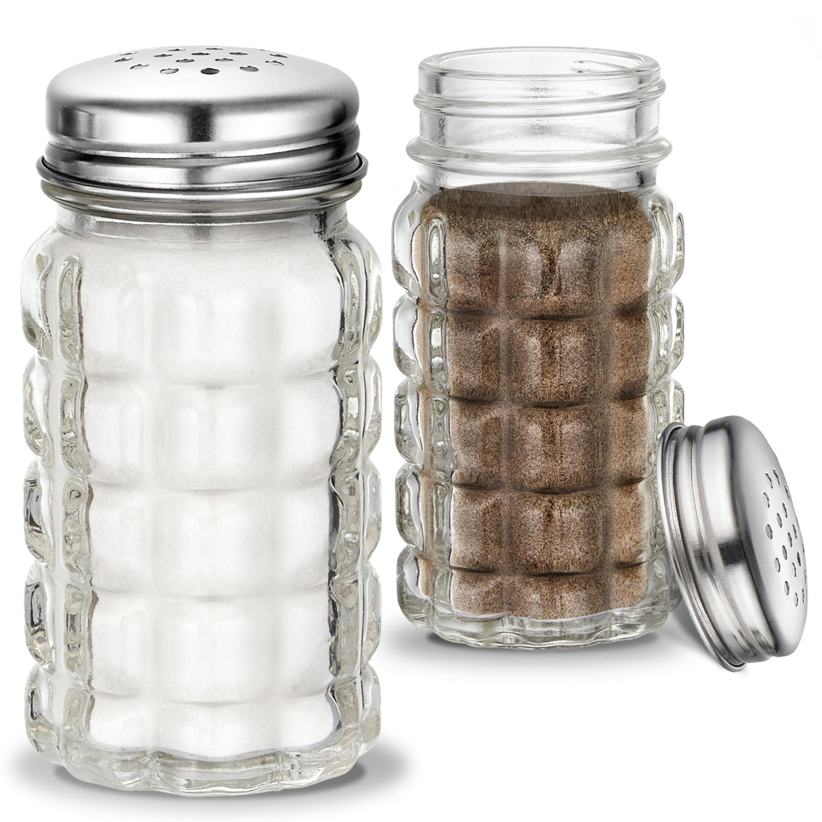1.5 oz Retro Salt and Pepper Shakers by Stock Your Home – 1.5 ounces, Clear, Pack of 2