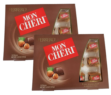 Mon Cheri Hazelnut Chocolates 12 pieces (2 Packs) by Ferrero – 12, brown