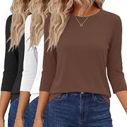 3/4 Length Sleeve Womens Tops Elbow Summer Shirts Loose Fit Tee 2026