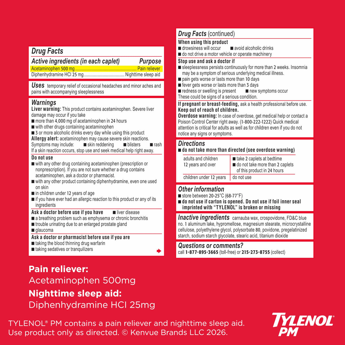 PM Extra Strength Caplets by Tylenol – MAP, Blue, Model 00300450482570