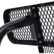 Global Industrial 72" W Outdoor Steel Bench w/Backrest – Perforated Metal, In Ground Mount, Black