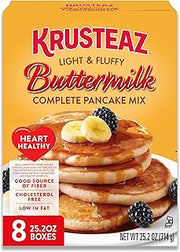 Krusteaz Heart Healthy Buttermilk Pancake and Waffle Mix, Light & Fluffy, 25.2 oz Boxes (Pack of 8)