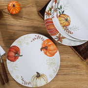 Webbylee Melamine Dinner Plates, 10 Inch Set of 4, Pumpkin Design