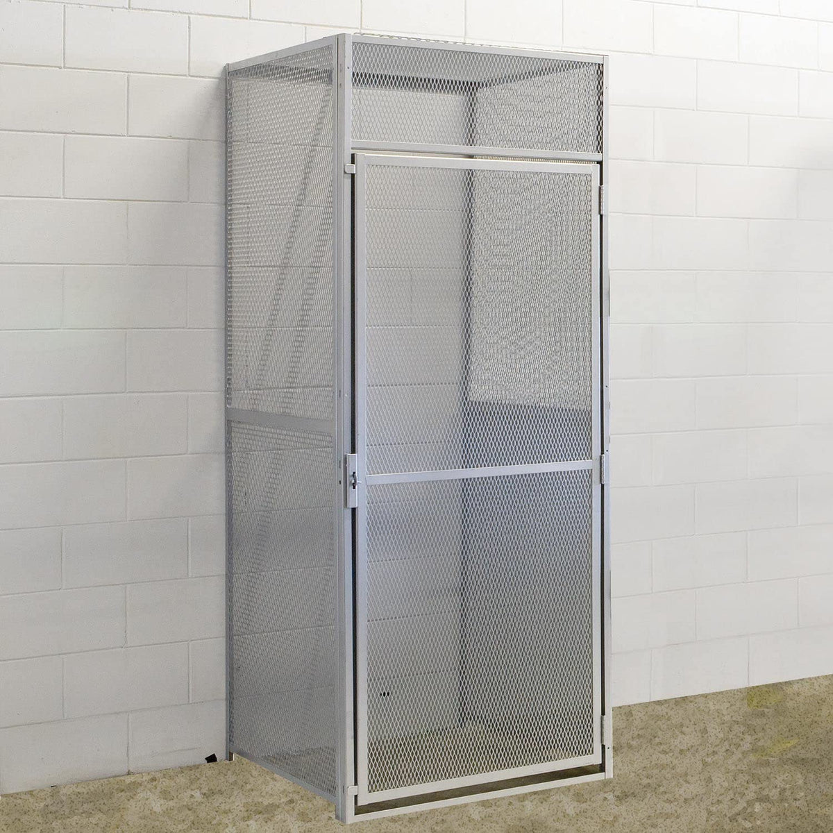 Modular Single-Tier Storage Locker - 36x36x90 - Starter Unit by Hallowell – 36"L x 36"W x 90"H, Alloy Steel, Platinum, Model BSL363690-R-1S-HG