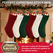 Doitory Christmas Stockings, Knitted Acrylic, 6 Pack in Red White Green