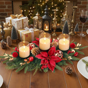 Alupssuc Christmas Candle Holder, 28 Inch Red Gold, 3 Trays