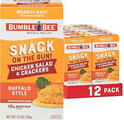 Bumble Bee Snack On The Run! Buffalo Chicken Salad Kit (Pack of 12) | Ready to Eat Easy-Open Canned Chicken Salad with Crackers Snack Pack, 10g Protein per Box