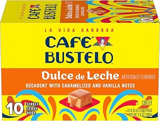 Cafe Bustelo Café Bustelo Dulce de Leche Artificially Flavored Coffee Pods, 10 Count | Compatible with Keurig brewers (Not affiliated. See full product description) Caramel notes, Shelf stable, SNAP EBT eligible