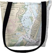 Betsy Drake TY12211OCM 16 x 16 in. Ocean City Inlet Virginia Nautical Map Tote Bag - Medium