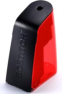 Bostitch Office Battery Pencil Sharpener, Hinged Tray, Colored Pencil Compatible, Red (BPS2-RED)