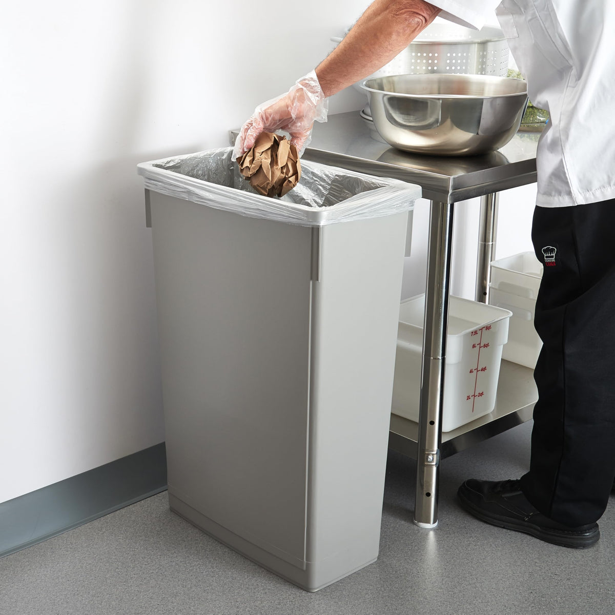 Slender Trash Can by Winco – 23 Gallon, 23.0 gallons, Plastic, Gray, Model PTC-23SG