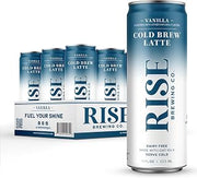 RISE Brewing Co. Vanilla Cold Brew Latte, Dairy Free, Made with Oat Milk, 11 Fl Oz, 12-Pack