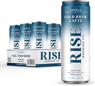 RISE Brewing Co. Vanilla Cold Brew Latte, Dairy Free, Made with Oat Milk, 11 Fl Oz, 12-Pack