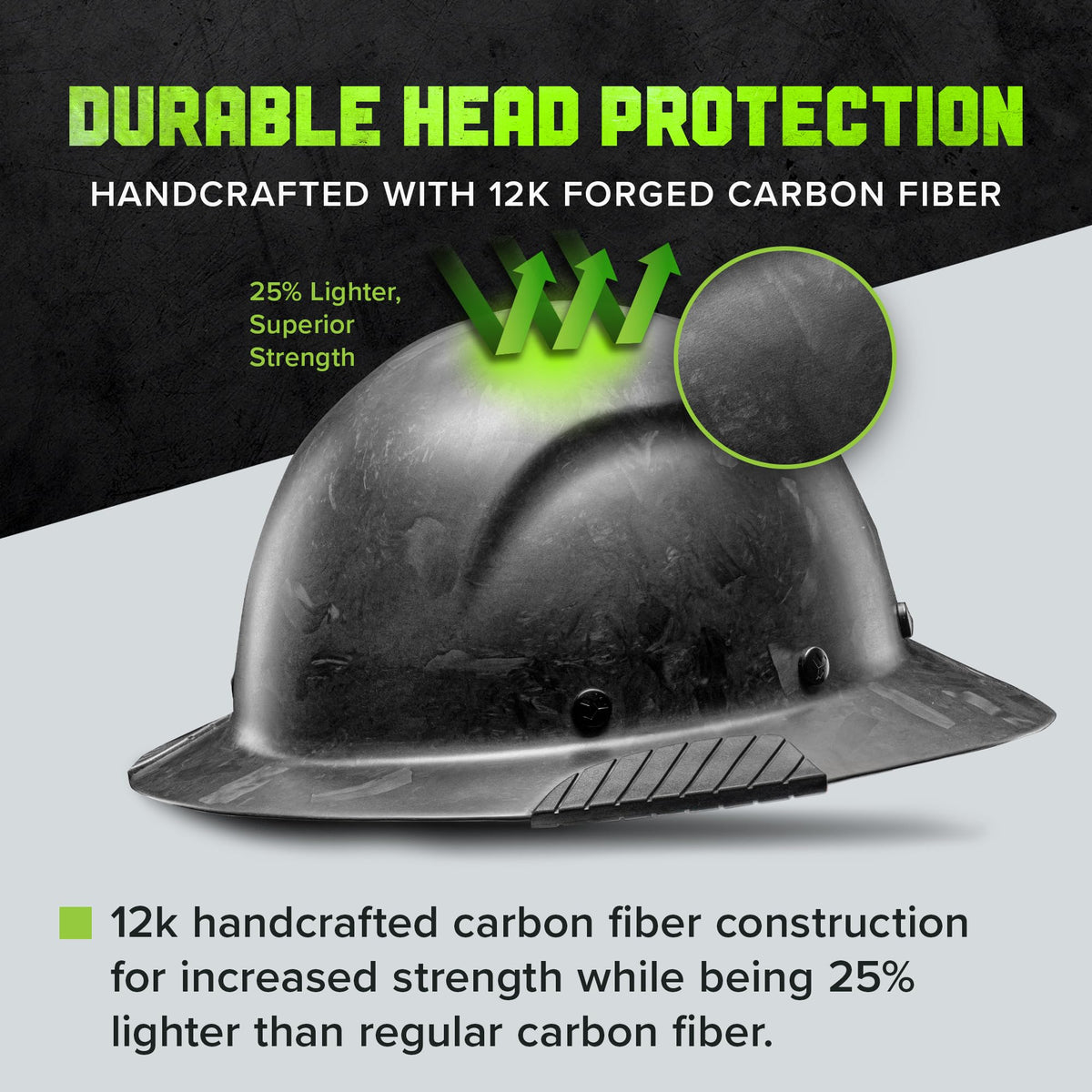 Lift Dax Forged Carbon Full Brim Hard Hat/Safety Helmet w/MIPS by LIFT Safety – One Size, polyethylene, Matte, Model HDCF-24MKM