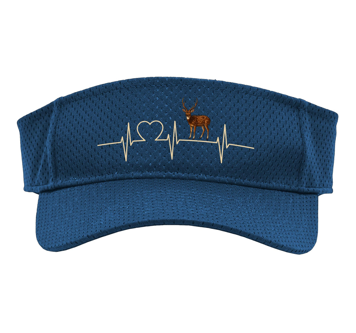 Chital Axis Deer Heartbeat Axis Deer Sport Sun Visor by Chital Axis Deer Lovers Shop – Polyester, Navy Blue