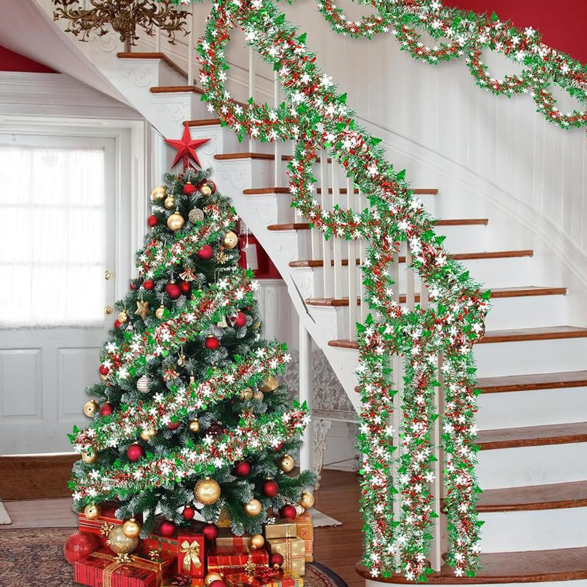 Christmas Tinsel Garland by Generic – Green, Polyethylene Terephthalate (PET), Model LCS250918JSNJR-618-01
