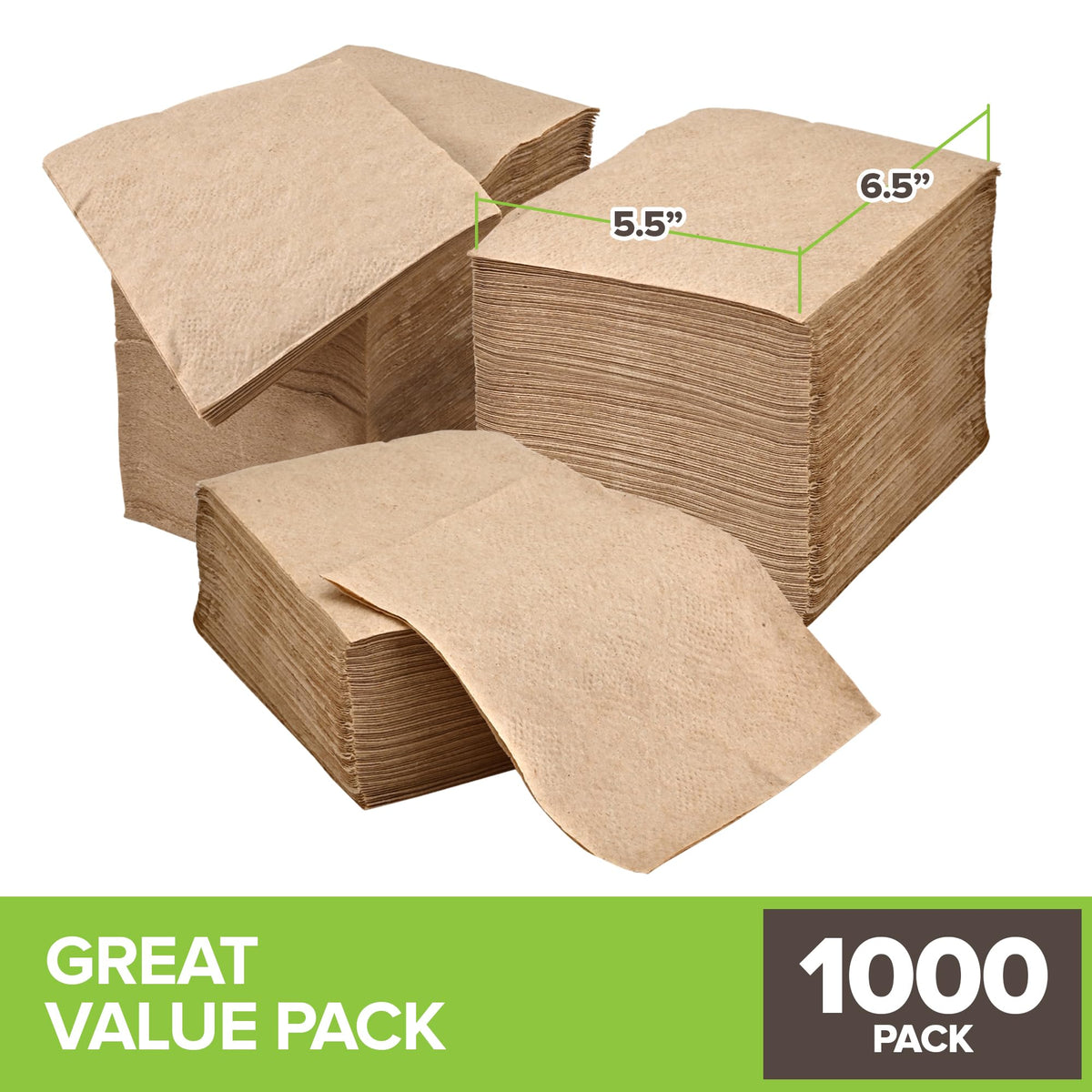 Brown Disposable Paper Napkins (1000 Count) by Stock Your Home – 5.5 inches x 6.5 inches, Paper, brown, Pack of 1000, Model 2393