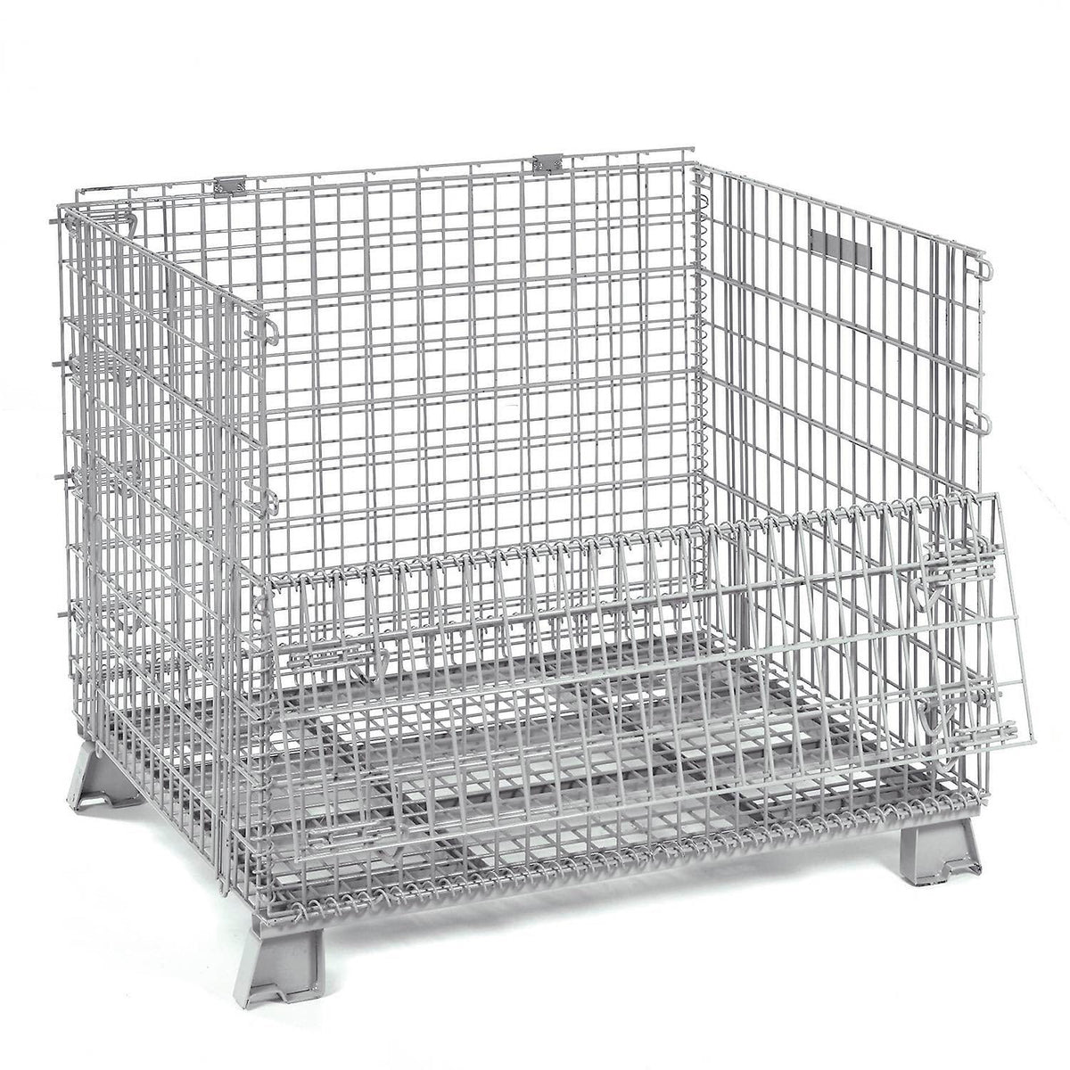 Wire Mesh Folding Open-Top Container by Global Industrial – Wire Mesh 2x2, Gray, Model 239342