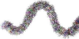 Northlight Festive Shiny Rainbow Colored Christmas Foil Tinsel Garland Unlit-8 Ply, 50', Multi