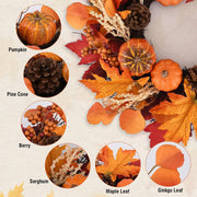 Nisoger Autumn Wreath, 24 Inch Diameter, Pumpkin Berry