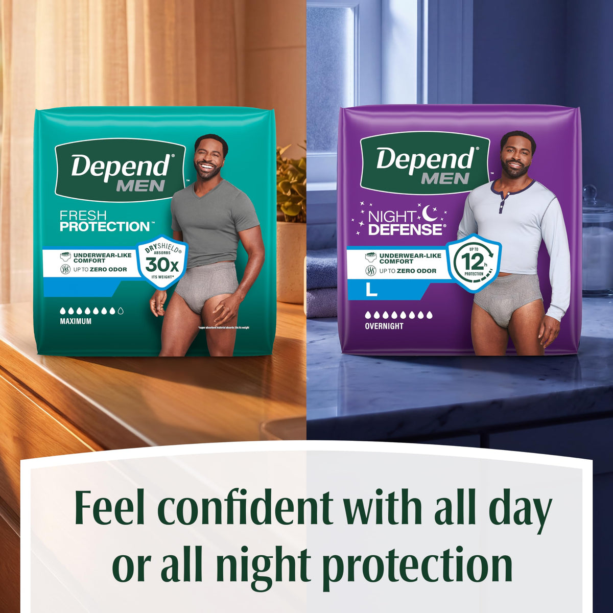 Fresh Protection Adult Diapers for Men by Depend – Large, Polypropylene, Grey, Pack of 17, Model 10036000479260