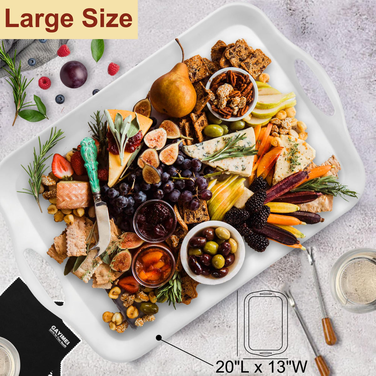 Gayimei Serving Platter, Melamine 20 x 13 Inch, White
