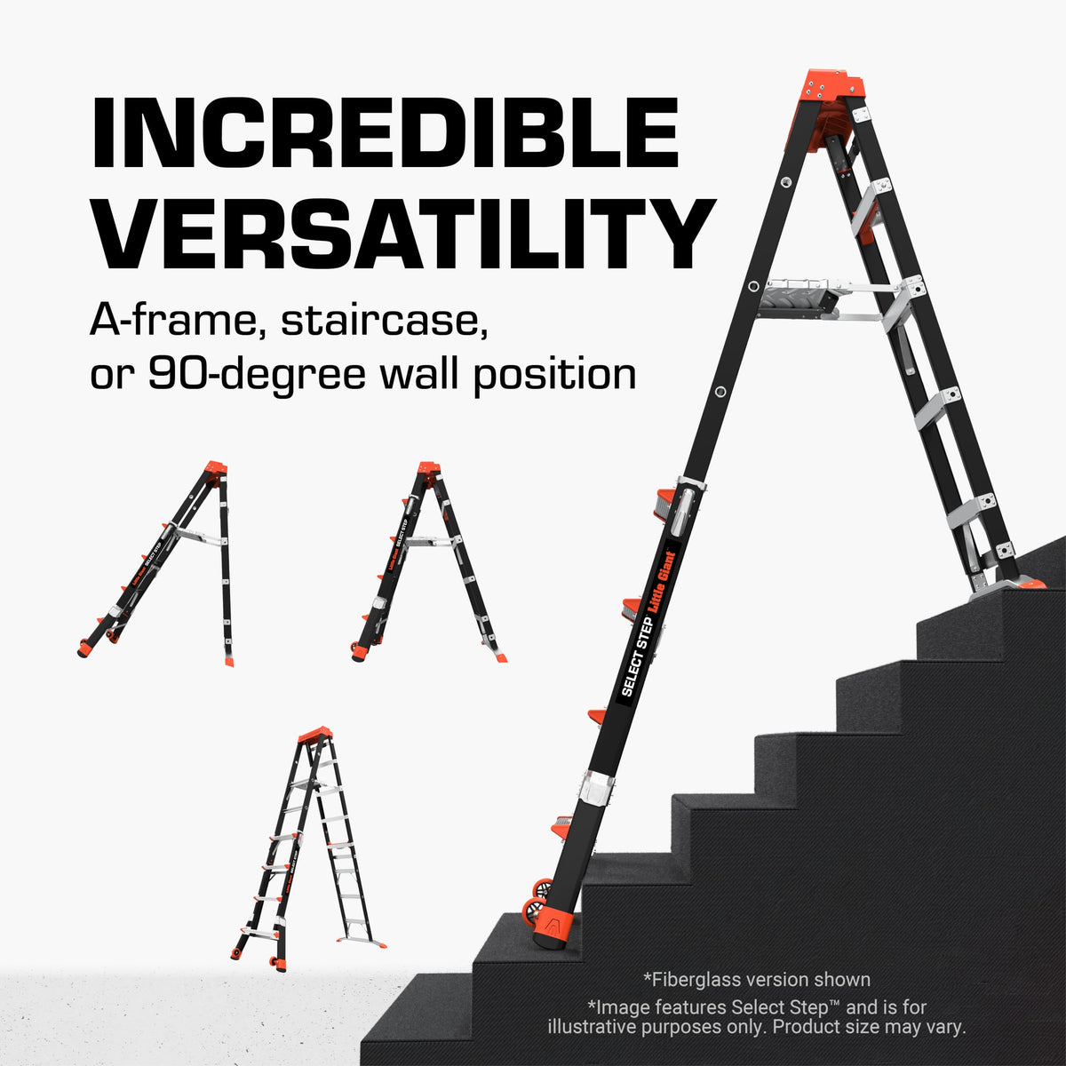 Select Step 5-8 ft Stepladder by Little Giant – 5'-8', Aluminum, Black, Model 15125-001