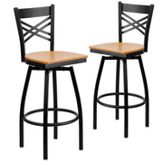 Flash Furniture Natural Wood Seat/Black Metal Frame / 2 Pack / 1 Barstools