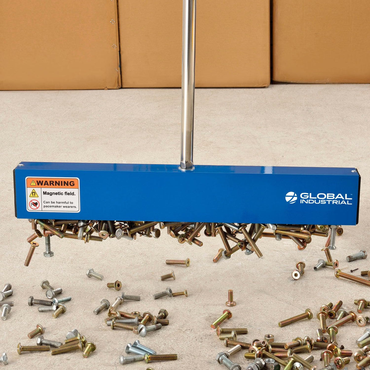 Global Industrial 1.75"L x 20"W x 36.88"H / Silver/Blue / Industrial Magnetic Sweepers