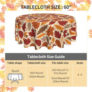KIYIYZER Autumn Leaf Round Tablecloth, 60 Inch Diameter, Yellow