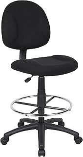 Boss Office Products B1615-BK Ergonomic Works Drafting Chair Without Arms in Black, Mid-Back