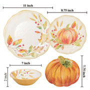 UP Melamine Dinnerware Set, 16 Piece Pumpkin Design, Service for 4, Orange