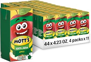 Mott's 100% Original Apple Juice, 4.23 Fluid Ounce Box, 4 Count (Pack of 11)