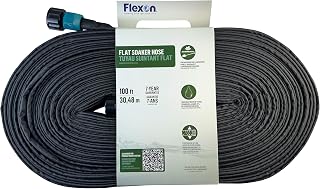 Flexon 100ft Flat Soaker Hose – Efficient, Space-Saving Watering Solution for Gardens and Landscaping