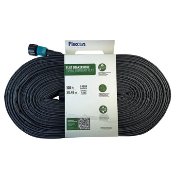 100ft Flat Soaker Hose by Flexon – 100 ft, Plastic, Black, Model WSFLATFAB100CN