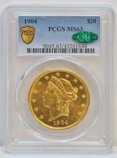 1904 $20 Liberty Head Gold Double Eagle PCGS MS63 CAC | CAC Sticker Verified, MS63 Grade, PCGS Certified, Double Eagle, Gold Coin