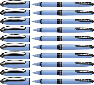 Schneider One Hybrid N Rollerball Pen, 0.5 mm Hybrid Needle Tip, Light Blue Barrel, Black Ink, Box of 10 Pens (183501)