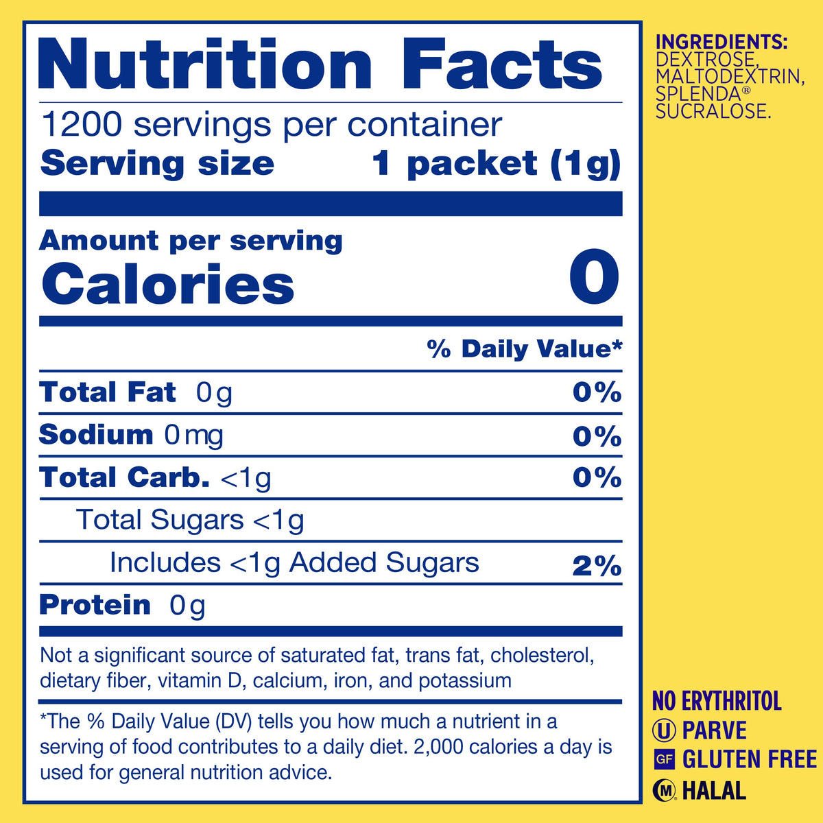 SPLENDA Pack of 1200 / Splenda / 1 Stevia